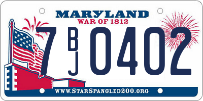 MD license plate 7BJ0402