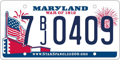 MD license plate 7BJ0409
