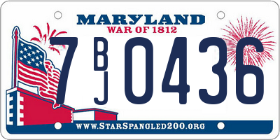 MD license plate 7BJ0436