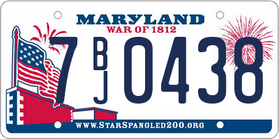 MD license plate 7BJ0438