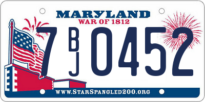 MD license plate 7BJ0452