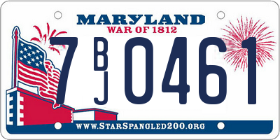 MD license plate 7BJ0461
