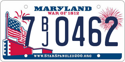 MD license plate 7BJ0462