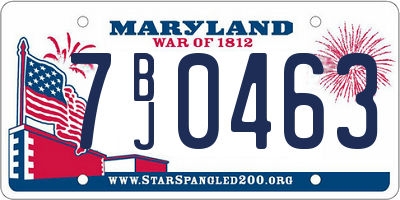 MD license plate 7BJ0463