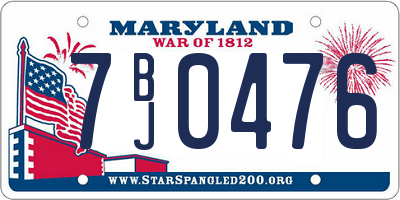 MD license plate 7BJ0476
