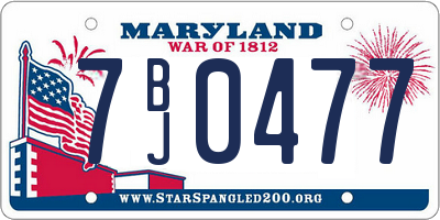 MD license plate 7BJ0477