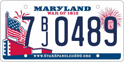 MD license plate 7BJ0489