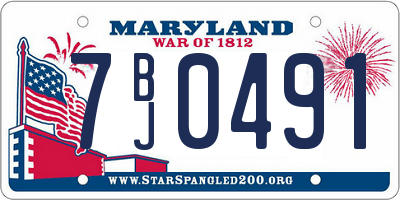 MD license plate 7BJ0491