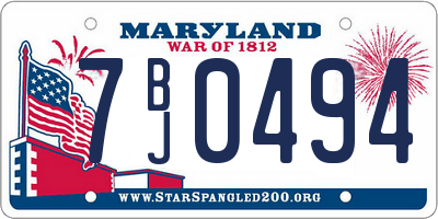 MD license plate 7BJ0494