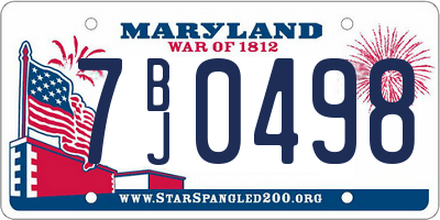 MD license plate 7BJ0498