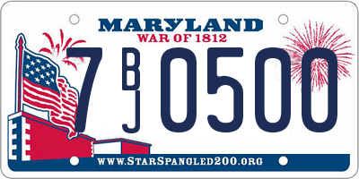 MD license plate 7BJ0500