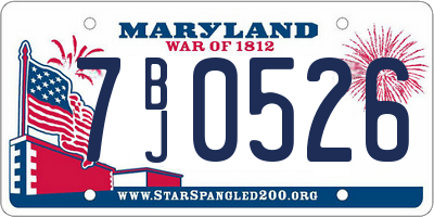 MD license plate 7BJ0526