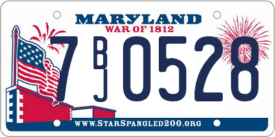 MD license plate 7BJ0528