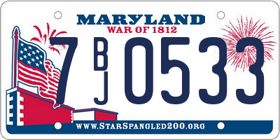 MD license plate 7BJ0533