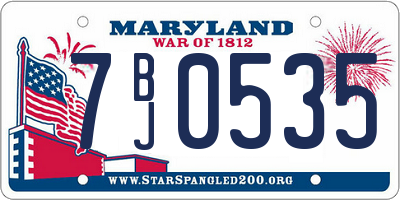 MD license plate 7BJ0535