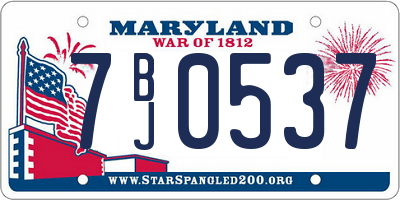 MD license plate 7BJ0537