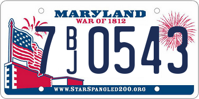 MD license plate 7BJ0543