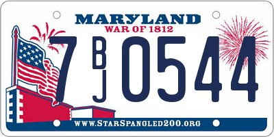 MD license plate 7BJ0544