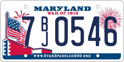 MD license plate 7BJ0546
