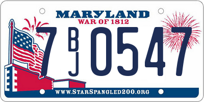 MD license plate 7BJ0547