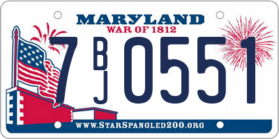 MD license plate 7BJ0551