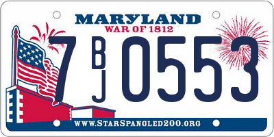 MD license plate 7BJ0553