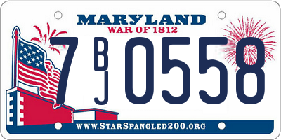 MD license plate 7BJ0558