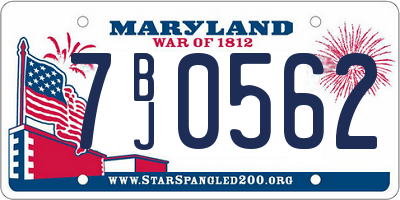 MD license plate 7BJ0562