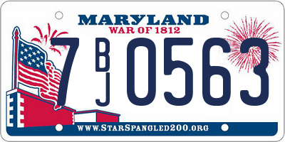 MD license plate 7BJ0563