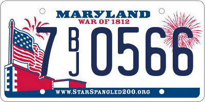 MD license plate 7BJ0566