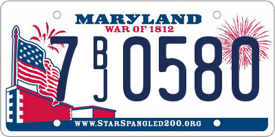 MD license plate 7BJ0580