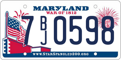 MD license plate 7BJ0598