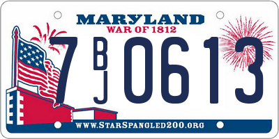 MD license plate 7BJ0613