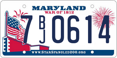 MD license plate 7BJ0614