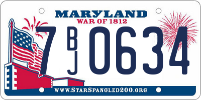 MD license plate 7BJ0634