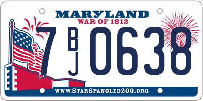 MD license plate 7BJ0638
