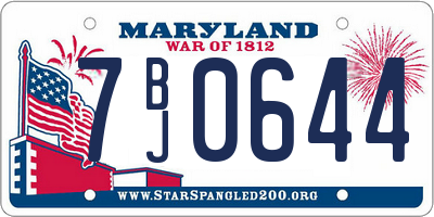 MD license plate 7BJ0644