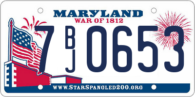 MD license plate 7BJ0653