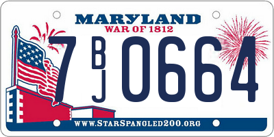 MD license plate 7BJ0664