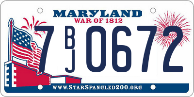 MD license plate 7BJ0672