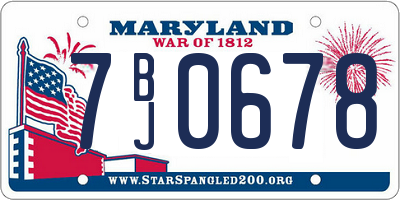 MD license plate 7BJ0678