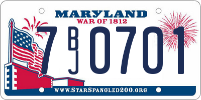 MD license plate 7BJ0701