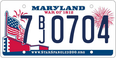 MD license plate 7BJ0704
