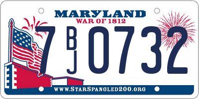 MD license plate 7BJ0732