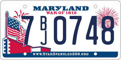 MD license plate 7BJ0748