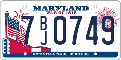 MD license plate 7BJ0749