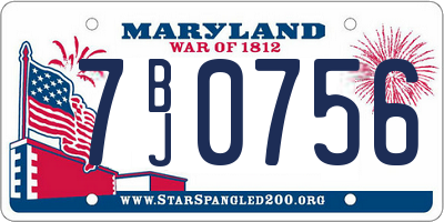 MD license plate 7BJ0756