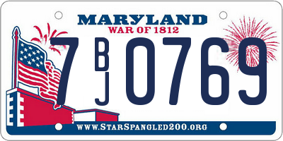 MD license plate 7BJ0769