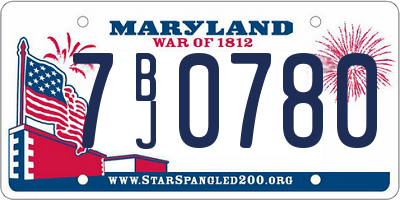 MD license plate 7BJ0780
