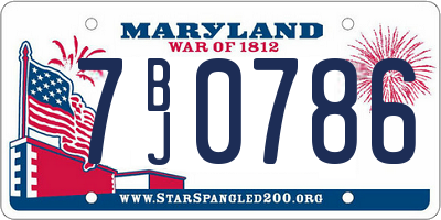 MD license plate 7BJ0786